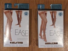 Lot of 2 NIB Thermafirm Ease Opaque Open Toe Thigh Highs Sand 54710 – Small Long