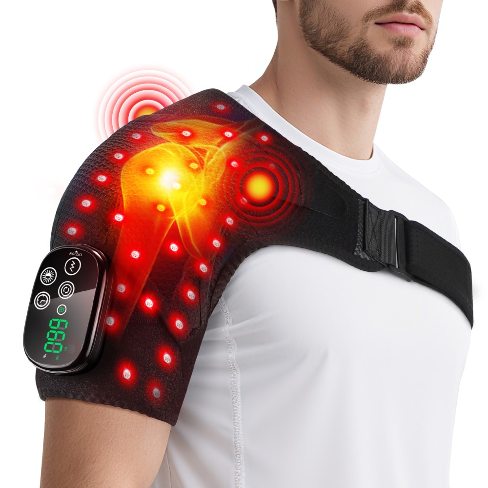 Red Light Shoulder Massager Pain Relief with 4 Heating Levels, 3 Vibration Modes