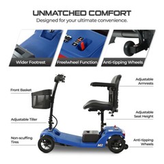 4 Wheels Foldable Mobility Scooter 20 Miles 330bs Capacity 5 MPH w/ LED Light