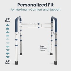 PELEGON Toilet Safety Rails (350 lb) – Adjustable Adjustable, Dark Blue