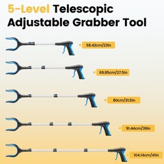 Telescopic Grabber Reacher Tool 23-41in Adjustable Trash Picker Claw Blue USANew