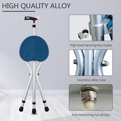 Hold 440 Lbs Folding Canes with Seat Walking Stick Height Adjustment Cane Seat C