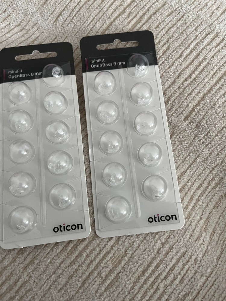 2 Pack Oticon miniFit 8mm Bass Domes For Hearing Aids-20 Domes Total