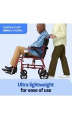 Medline MDS808200F3R 19in. Ultralight Transport Wheelchair – Red