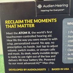 NEW AUDIEN HEARING ATOM X RECHARGEABLE OTC HEARING AIDS W/BLUETOOTH