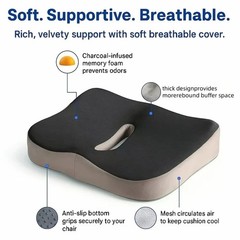 1pc Memory Foam Seat Cushion – 3D Ergonomic Support| Light Green & Grey, Washabl