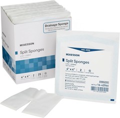 Split Sponges High Absorbency, 6-Ply Sterile, I.V. and Tracheostomy Dressings, P