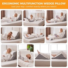3PCS Wedge Pillow Set for After Surgery, Adjustable Back Pillow for Bed Sitting