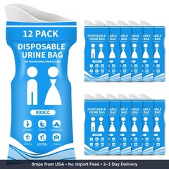 12/24 Pcs Disposable Urine Bags, 900ML Pee Bags for Travel for Women and Men, Em