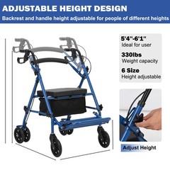 All Terrain Walkers Rollator Walker Upright Walker with Seat Foldable for Senior