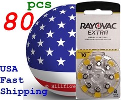 80 X A10 10 Size 10 PR70 Rayovac Extra Card 1.5V Zinc Air Hearing Aid Battery