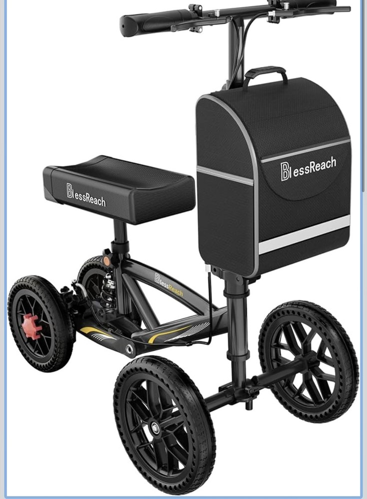 Blessreach 2202-T All Terrain Knee Scooter Walker Disc Brake Foldable BLACK