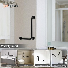 L-Shaped Angled Grab Bar 12×16 Inch Matte Black Anti-Slip Knurled Shower Hand…