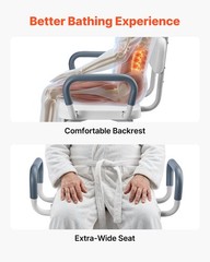 VEVOR Swivel Shower Chair with Arms and Back Heavy Duty Tub Shower Seat 400 lbs