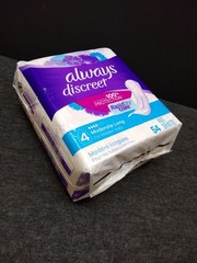 Always Discreet Pads for Women Plus 4 Moderate Long Rapid Dry Core 54 Pads