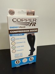 Copper Fit Energy Plus Compression Socks – Black, Size S/M 3 Pair Lot New In Box