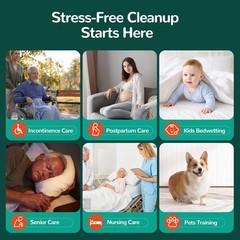 MILDPLUS Bed Pads with Adhesive Strips 30″x36″-30 (Adhesive), Green