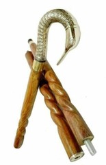 Solid Brass Head Handle Spiral Brown Polished Wooden Walking Stick Perfect Gift