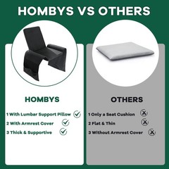 HOMBYS Recliner Chair Cushion for Elderly with Lumbar 20″x20″x2″, Black