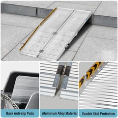6ft Aluminum Multi-Folding Wheelchair Ramp Portable Mobility Scooter 600Lbs