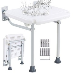 Folding Wall-Mounted Shower Seat – Space-Saving Bench, 500 lbs Capacity for Seni