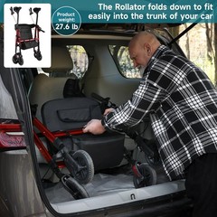 StrollAid Upright Walkers for Seniors, Tall Standing Folding Rolling Walker USA