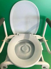 Drive Medical* Commode Chair Padded Drop Arm Steel Frame 18″ to 24″ Height Adj.