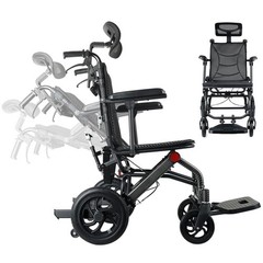 Reclining Transport Wheelchair – 90-165° Backrest, Dual Shock Absorption,3s Fold