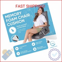Large Seat Cushion (19” x 17” x 3”) Memory Foam for Office Chair, Wheelchair Cus