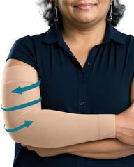 Compression Arm Sleeves for Women – 15-20 mmHg, Silicone Grip, Beige, S/M – Lymp