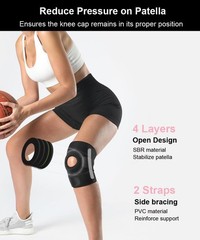 Knee Brace Strap Support for Pain Compression Sleeve Black