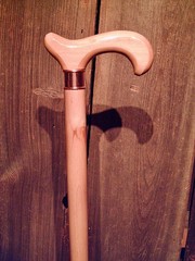 MAPLE derby handle cane COPPER COLLAR maple wood shaft custom MADE IN THE USA