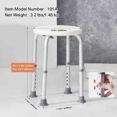 300lb Shower Bench Height Adjustable Non-Slip Bathtub Chair 13.98-18.9in