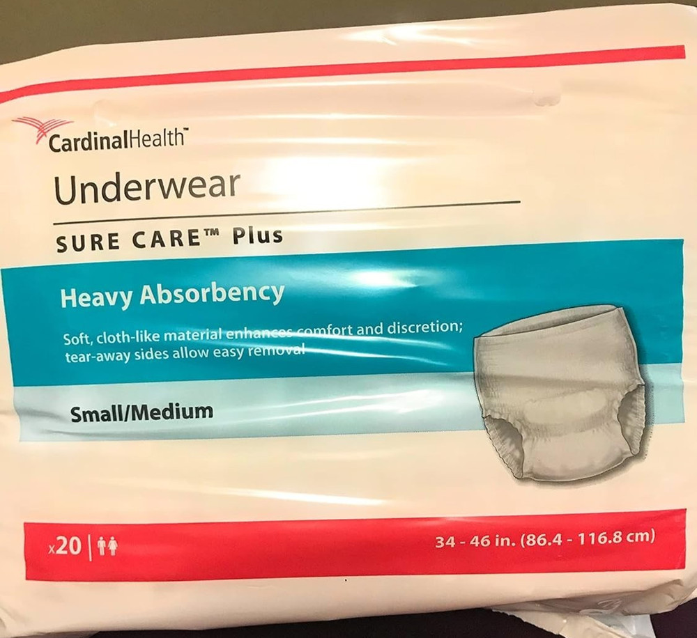 Cardinal Sure Care Plus Adult Heavy Absorbent Underwear White Small/Medium 20 Ct