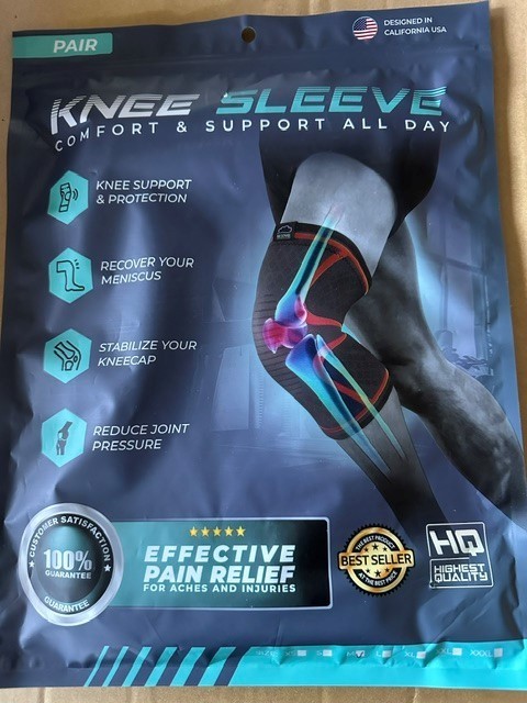 Modvel Compression Knee Sleeve Pair, Black, Size M, Unisex