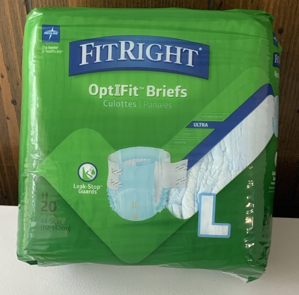FitRight OptiFit Incontinence Briefs L Ultra 20 Ct White Disposable 44-56 in