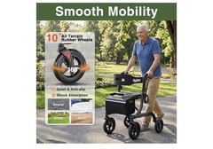 Rollisroll All Terrain Walker for Seniors with Seat, Foldable Aluminum Frame 10”