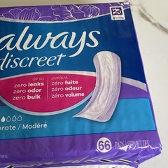 Always Discreet Moderate Incontinence Pads – #4 Moderate Leaks – 66 Pads – New