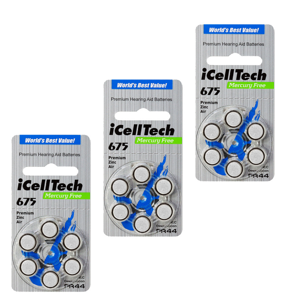 ZeniPower/ Icelltech Size 675 Hearing Aid Batteries – 18 Count
