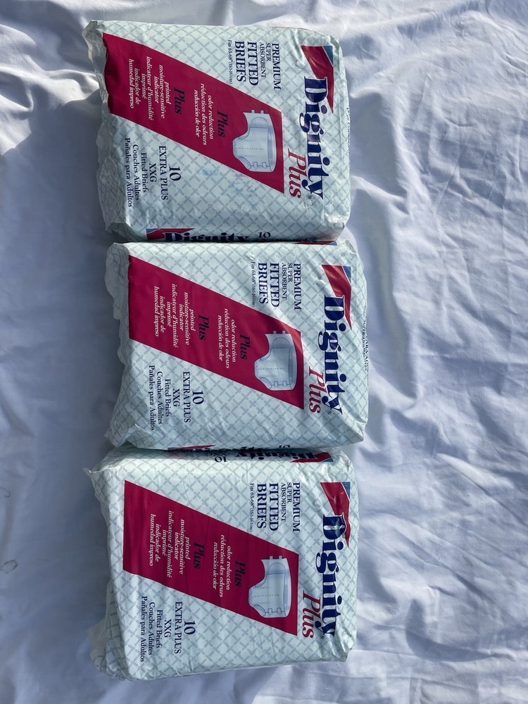 Vintage dignity plus fitted adult briefs 3 Packs Of 10 Extra Plus XXG Lot