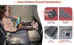 Inflatable Airplane Footrest Pillow | Kids Travel Bed B1634, Grey