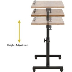 Overbed Table Adjustable Height W/ Locking Wheels Stable Metal Construction New