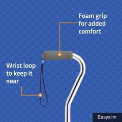 Adjustable Aluminum Offset Walking Cane, 29-38 inch, 300 lbs Support