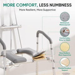 Raised Toilet Seat with Handles, 500 Lb Anti-Wobble Frame, Easy to Set Up