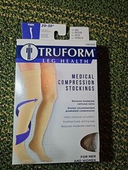 Truform Leg Compression Stocking 20-30mmHg Firm Beige Thigh High Sock Large 8868