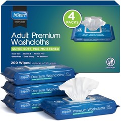 Adult Wet Wipes for Incontinence & Cleansing | 200 Count Wash Cloths 8″x12