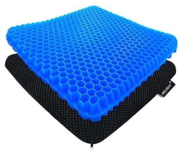 Gel Seat Cushion for Long Sitting – Standard – 16.5×14.5×1.65 inches Blue