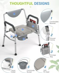 Heavy Duty 4-in-1 Bariatric Commode Chair – Extra Wide & Adjustable Height