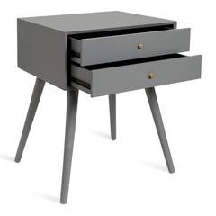 Kate And Laurel Finco Midcentury Modern Style Side Table 2 Drawers Gray Finish
