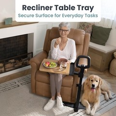 PELEGON Tray Table, 360° Swivel Table Size: 14.8″ (L) x 16″ (W), Wood